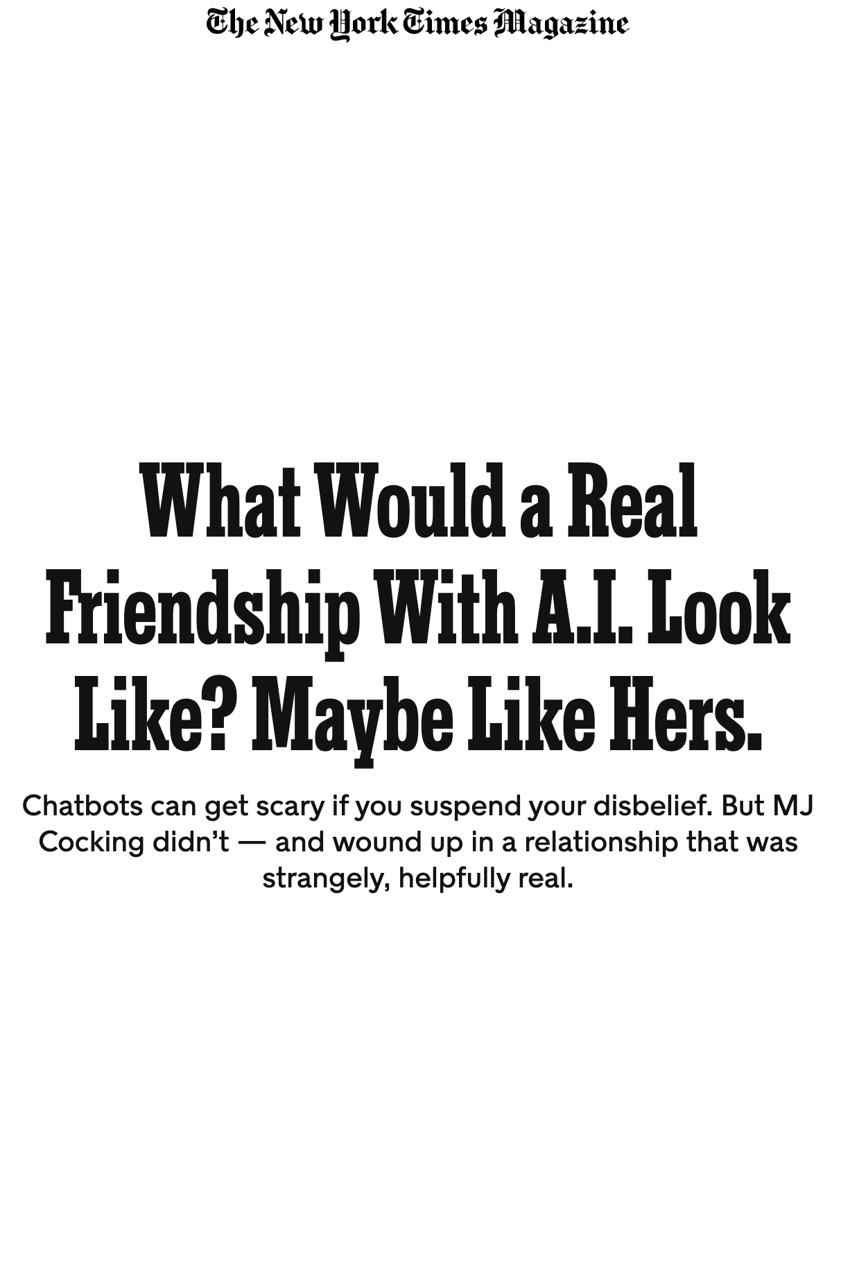 What Would a Real Friendship With A.I. Look Like? Maybe Like Hers.